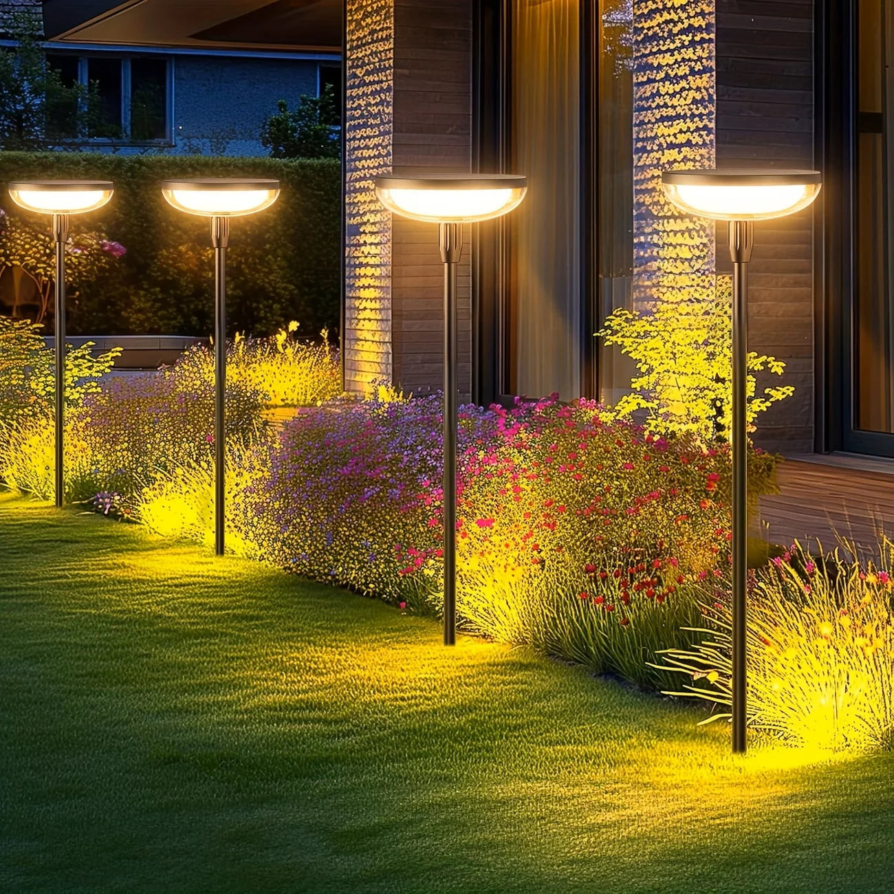 Solar Powered Pathway Lights Outdoor Garden Swaying Light IP65 Waterproof for Planter Flowers Landscape Lighting Decoration Warm