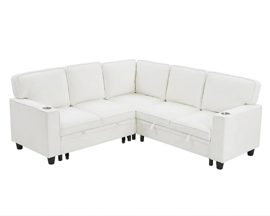 Modular L Shaped Sectional Sofa With Sleeper Storage USB Ports