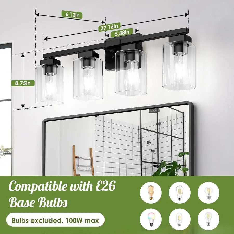 4 Light Modern Bathroom Vanity Fixture Over Mirror