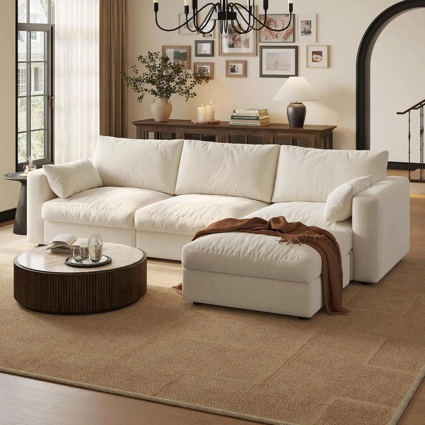 Cloud Modular Sectional Sofa With Storage Ottoman For Living Room