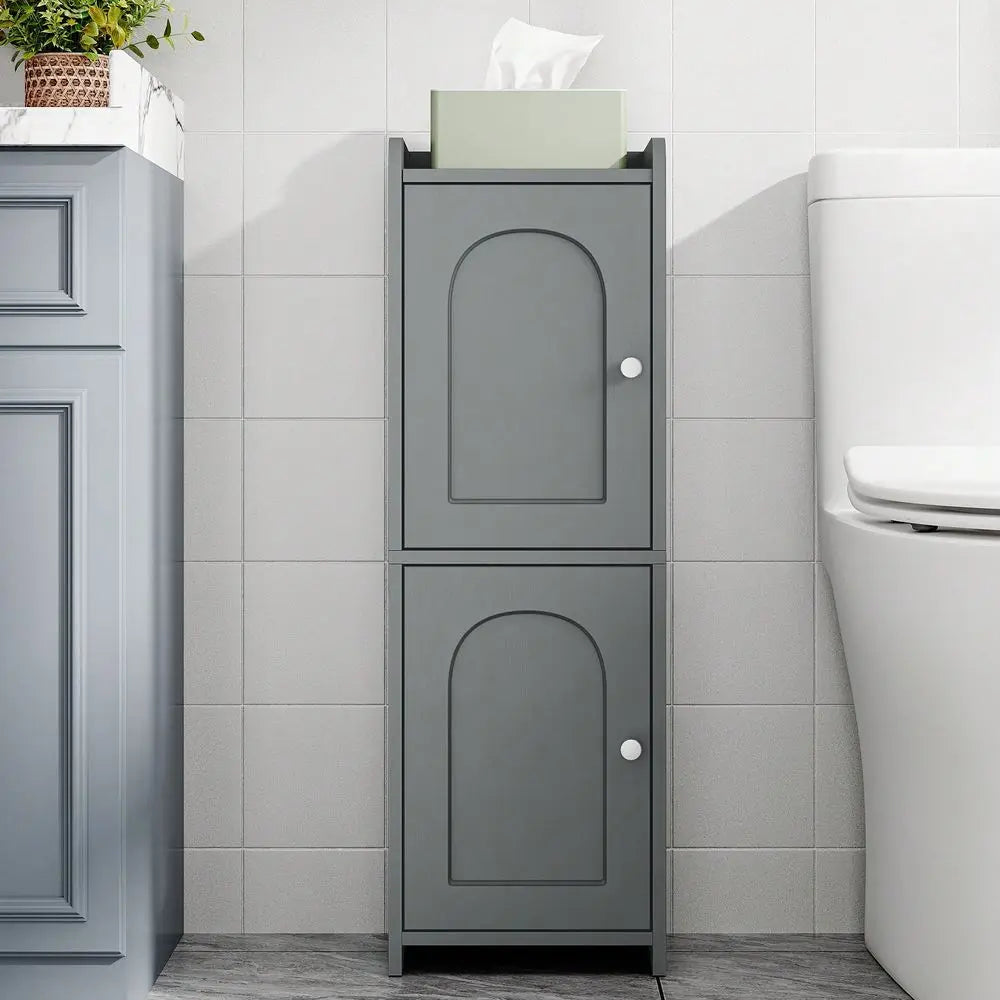 Bathroom Corner Floor Cabinet With 2 Doors And Adjustable Shelf