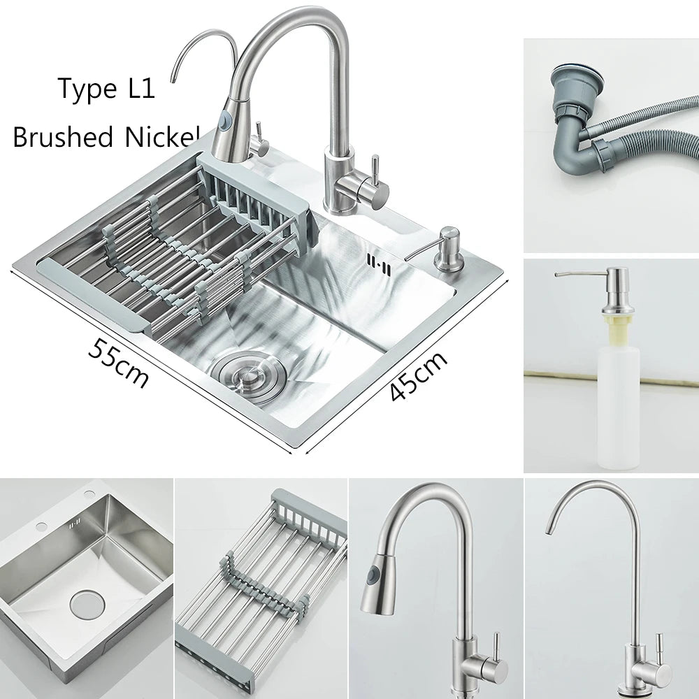 MYQualife Stainless Steel Undermount Kitchen Sink With Faucet
