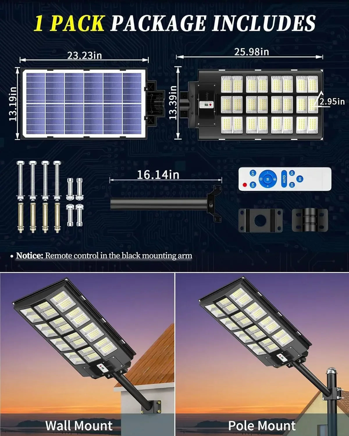 6000W Solar Street Light Outdoor IP67 Dusk to Dawn 600000LM