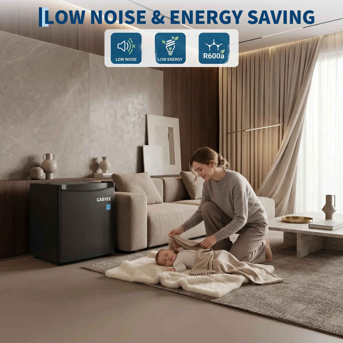 Compact Mini Refrigerator With Single Door And LED Lighting
