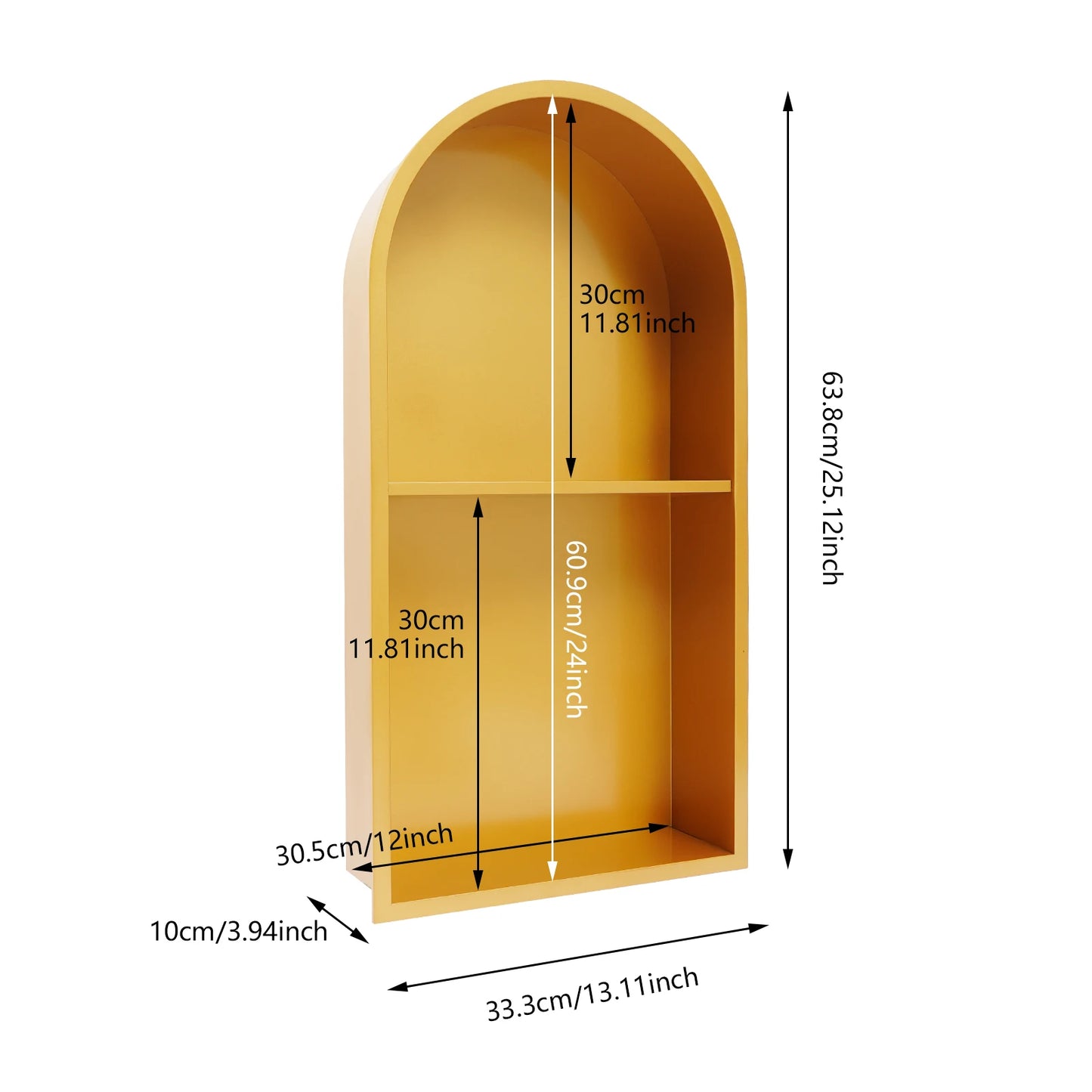 Dual Tier Arched Wall Mounted Shower Niche in Stainless Steel