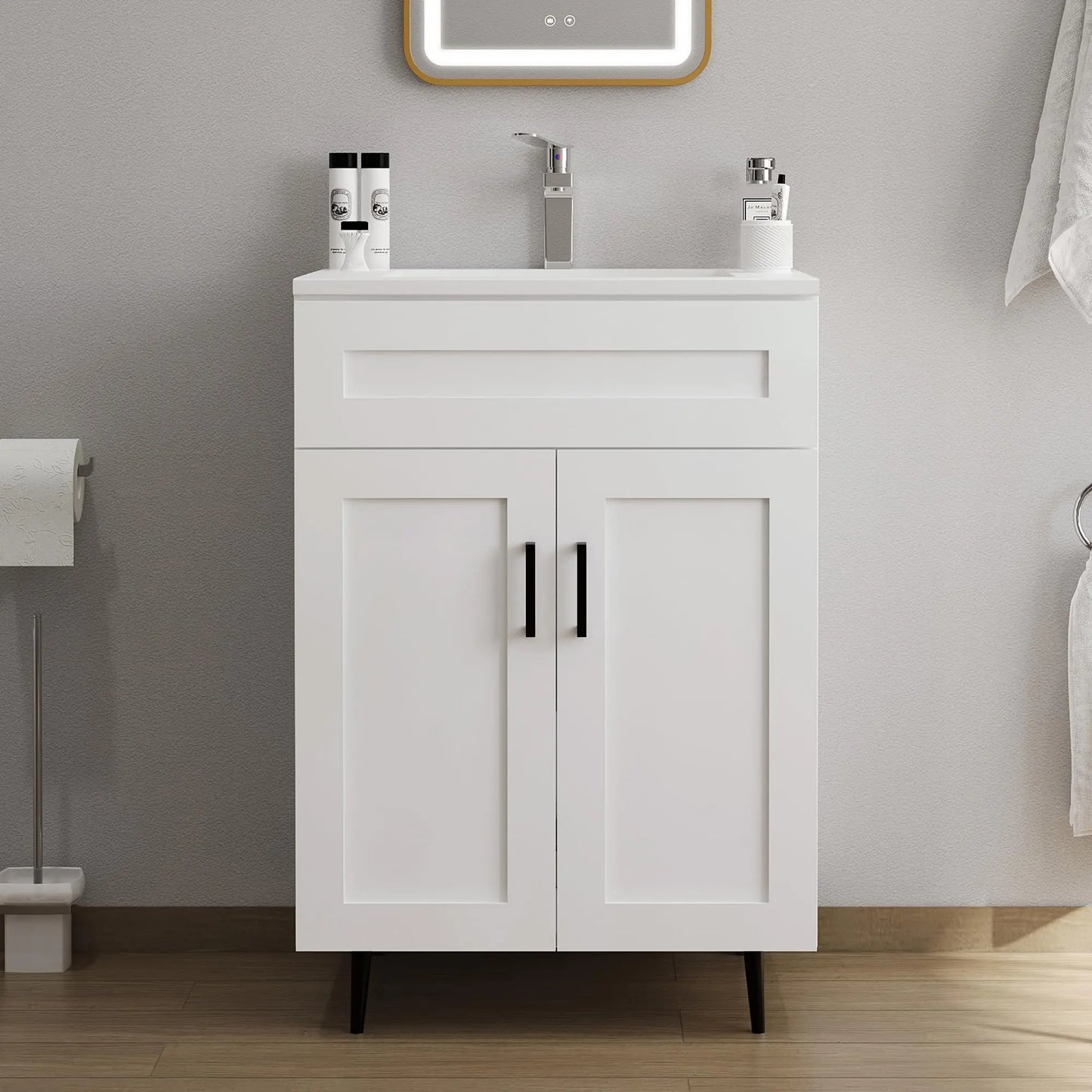 Bathroom Vanity With Sink Modern Wooden Freestanding Cabinet