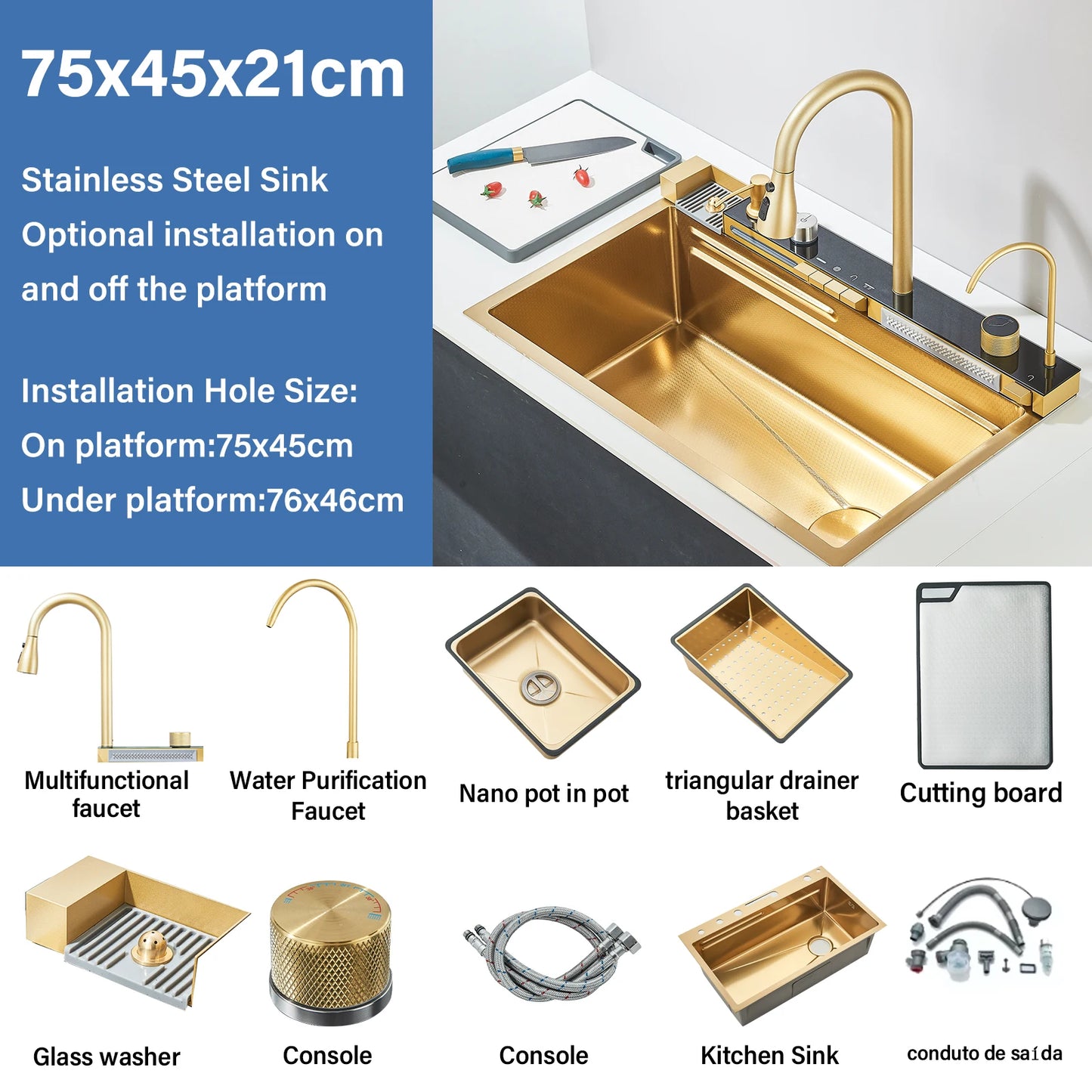 Wanmivezlo 304 Stainless Steel Waterfall Kitchen Sink Faucet Set