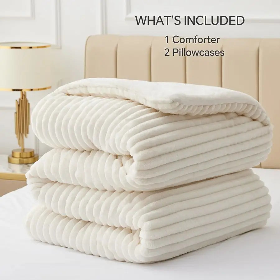 Fleece Comforter Set Warm Plush Bedding For Winter