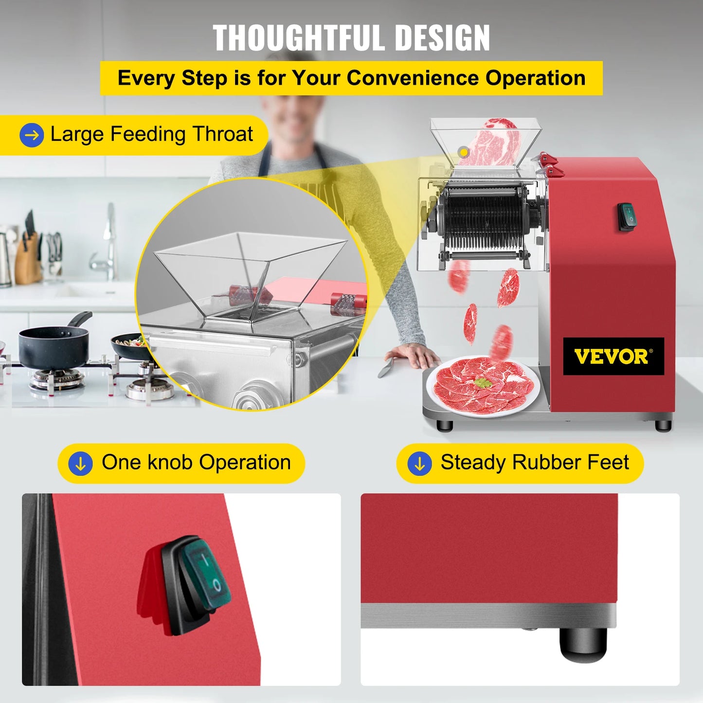 VEVOR Commercial Electric Meat Slicer Grinder Food Chopper