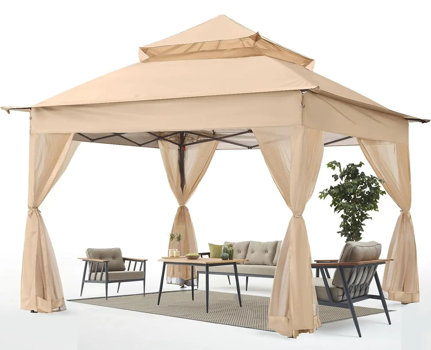 MOYU Pop Up Gazebo Outdoor Canopy Tent With Mosquito Netting