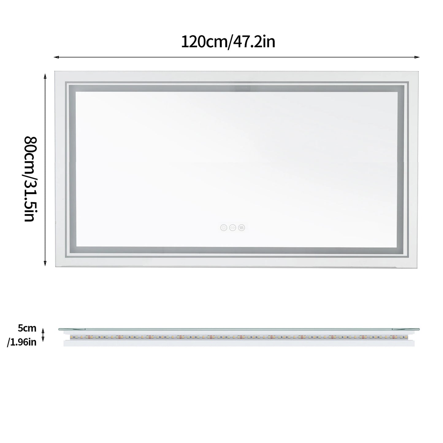 Illuminated LED Bathroom Mirror Wall Mounted Front And Backlit Lights