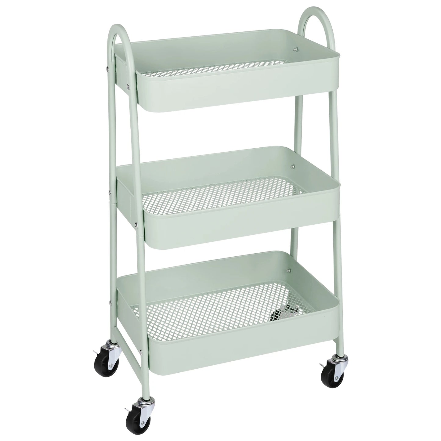 JHK 3 Tier Metal Kitchen Storage Cart With Lockable Wheels