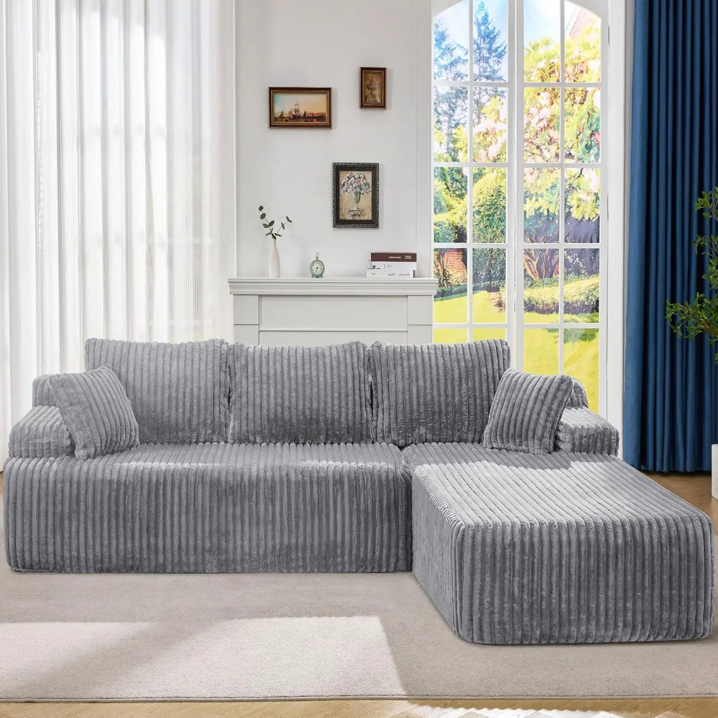 BIANXIANG Modular L-Shape Sectional Sofa With Memory Foam Chaise