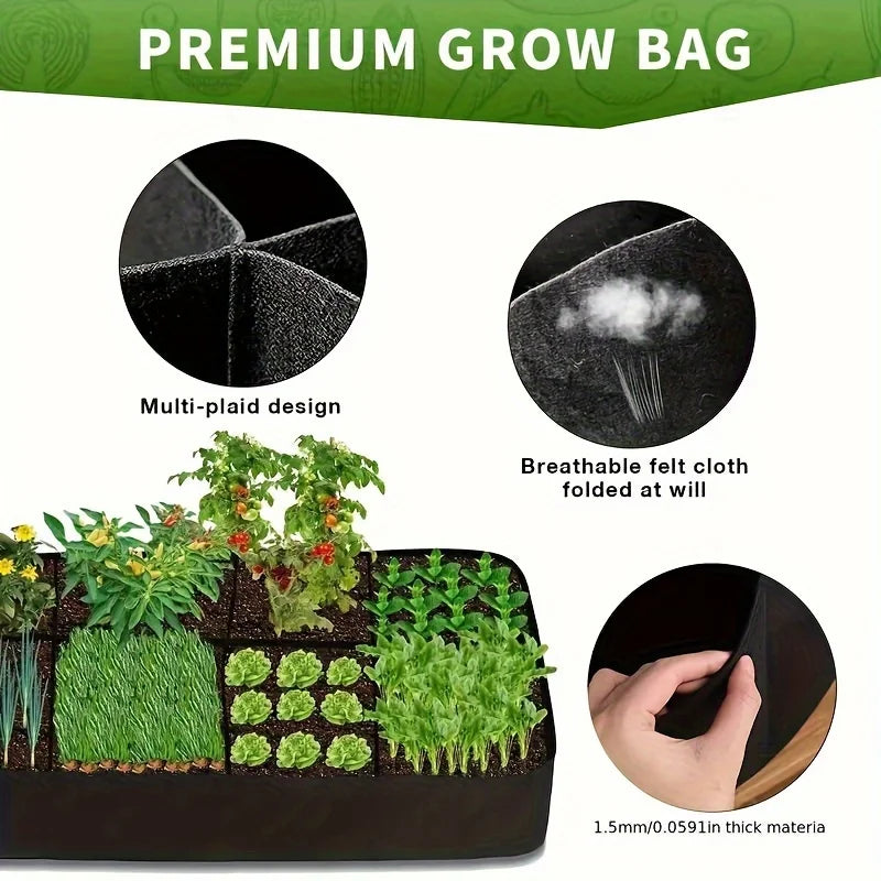 Breathable Garden Bed Grow Bags With 8 Grids For Vegetables