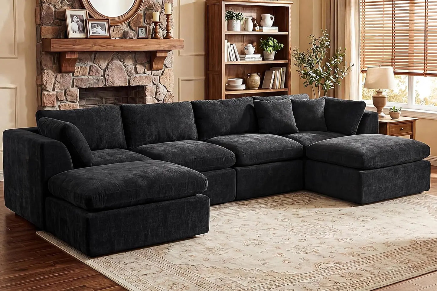 Modern Cloud Sectional Sofa U Shape With Two Ottomans