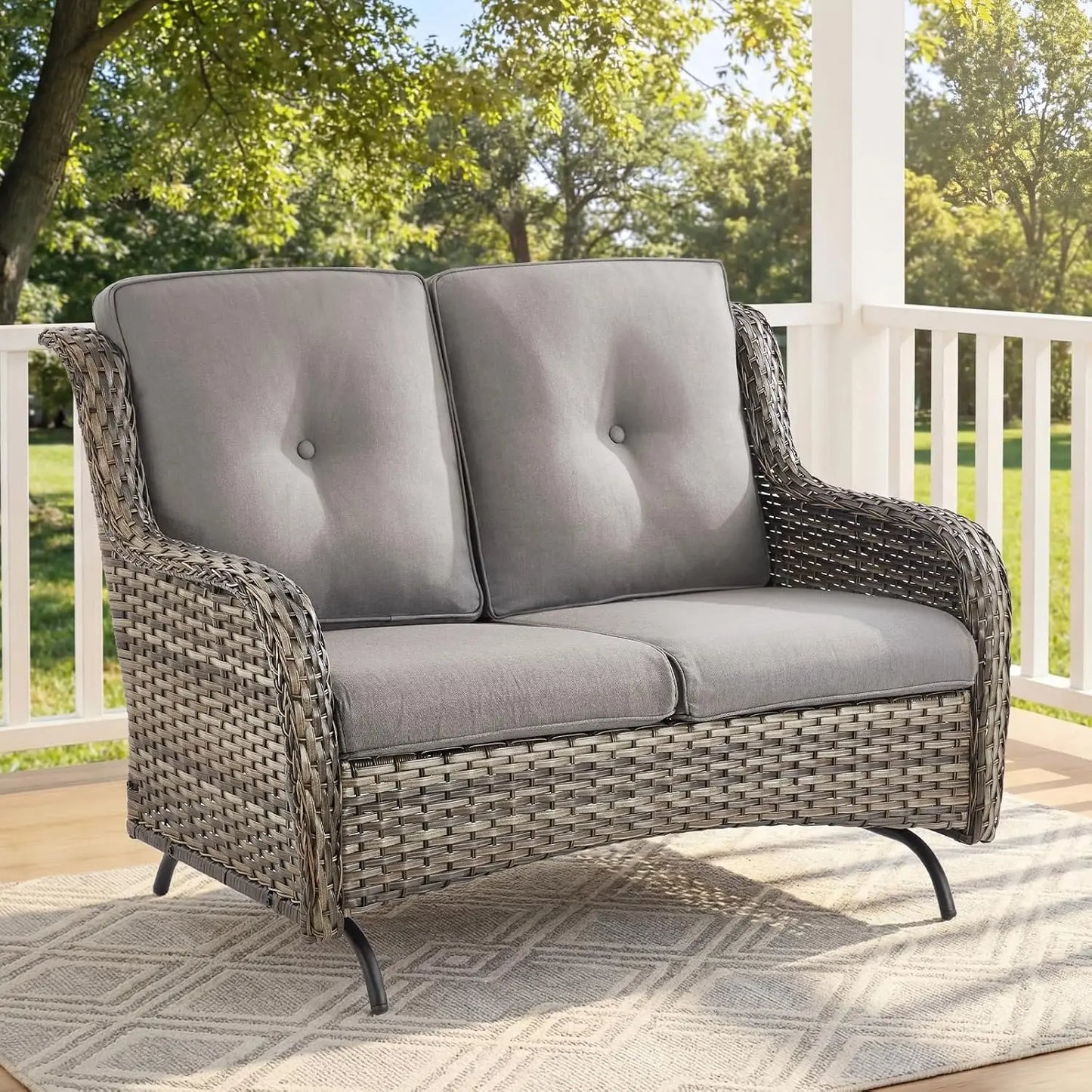 Patio Loveseat Sofa Outdoor Wicker With All Weather Cushions