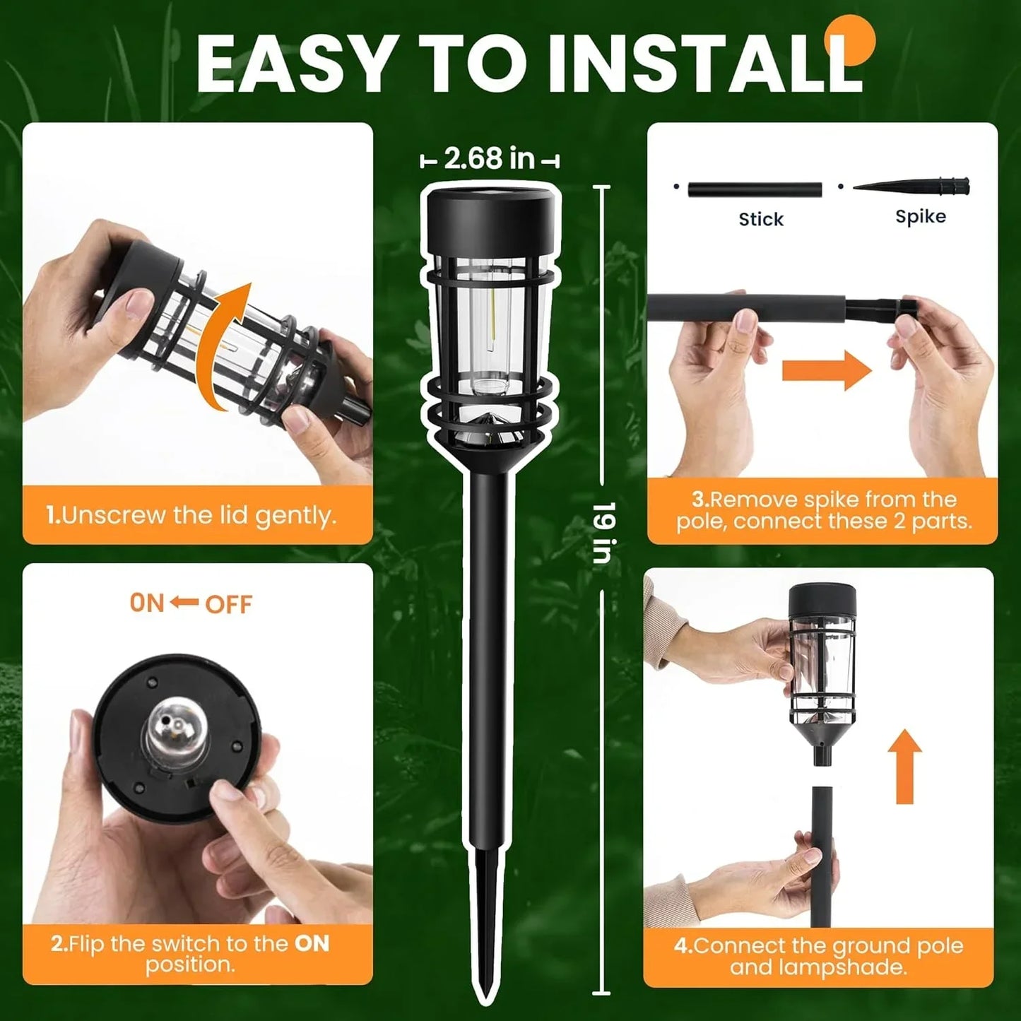 SZRSTH Outdoor Solar Street Lights 4 Sets Waterproof