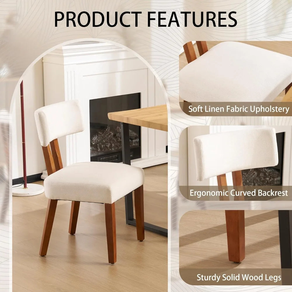 Mid Century Modern Upholstered Dining Chairs Set Of 6 With Curved Back