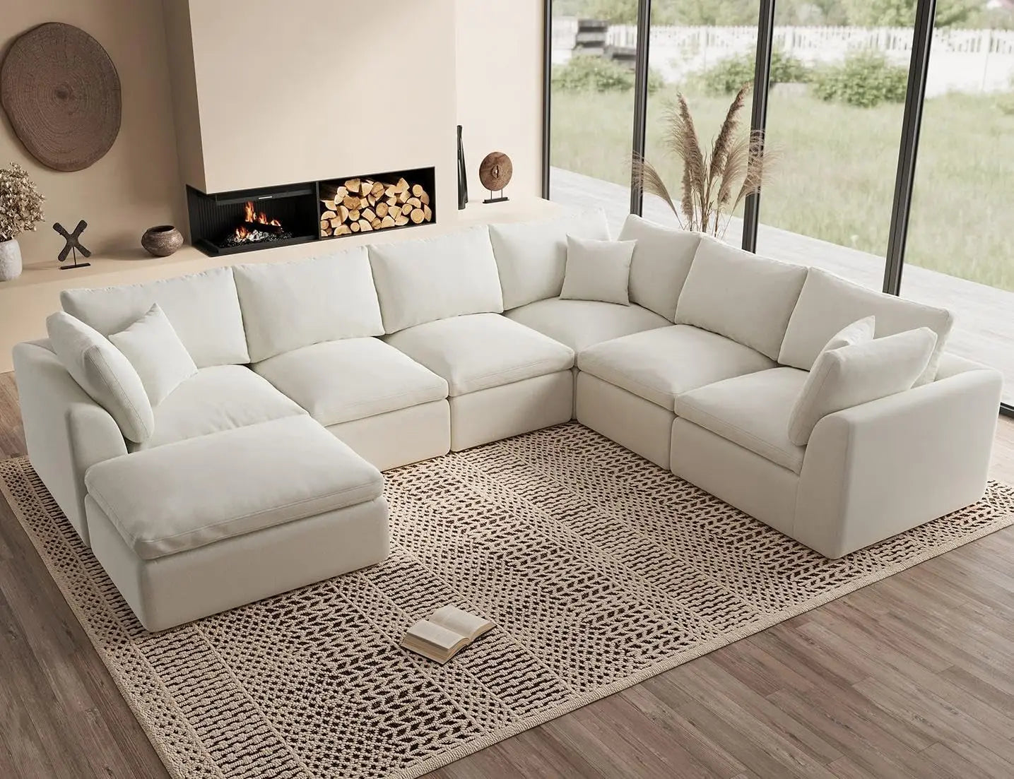 Oversized Modular Sectional Sofa With Removable Cushion Covers