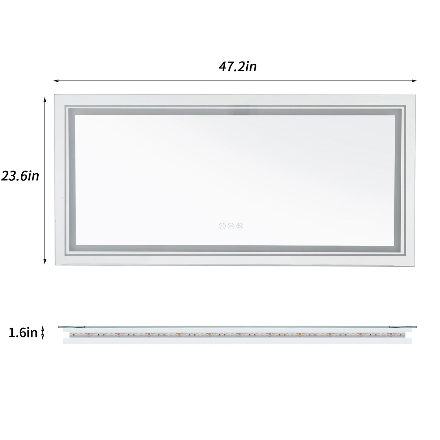 Wisfor LED Bathroom Mirror With Lights Anti Fog Dimmable Backlit