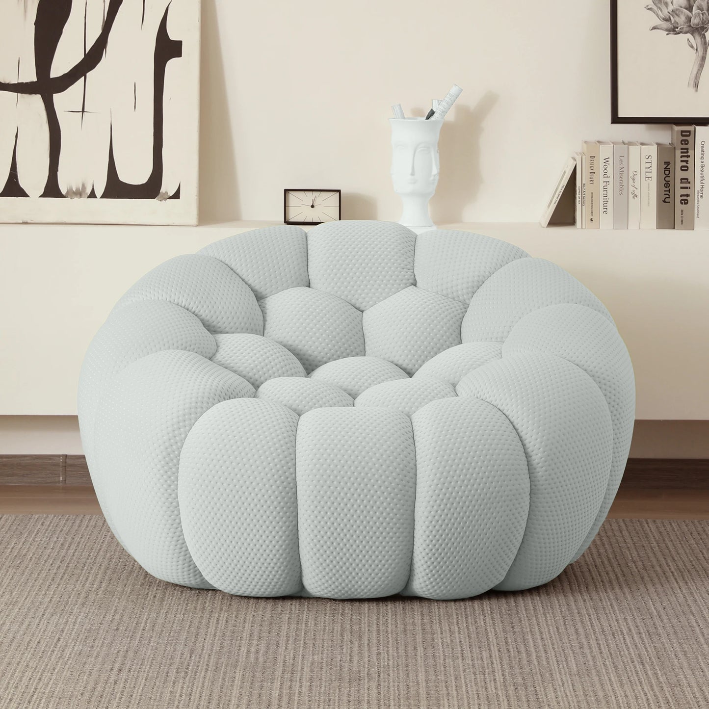 Sdorens 49'' Oversized Boneless Bubble Couch Chair Football-Shaped Design Curved Couch for Living Room No Assembly Required