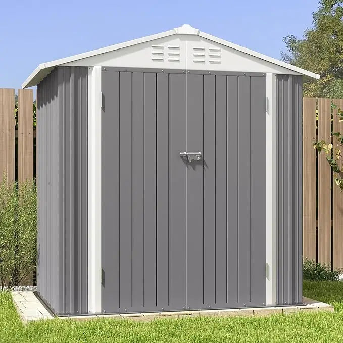 Outdoor Storage Shed With Sloping Roof And Double Lockable Door