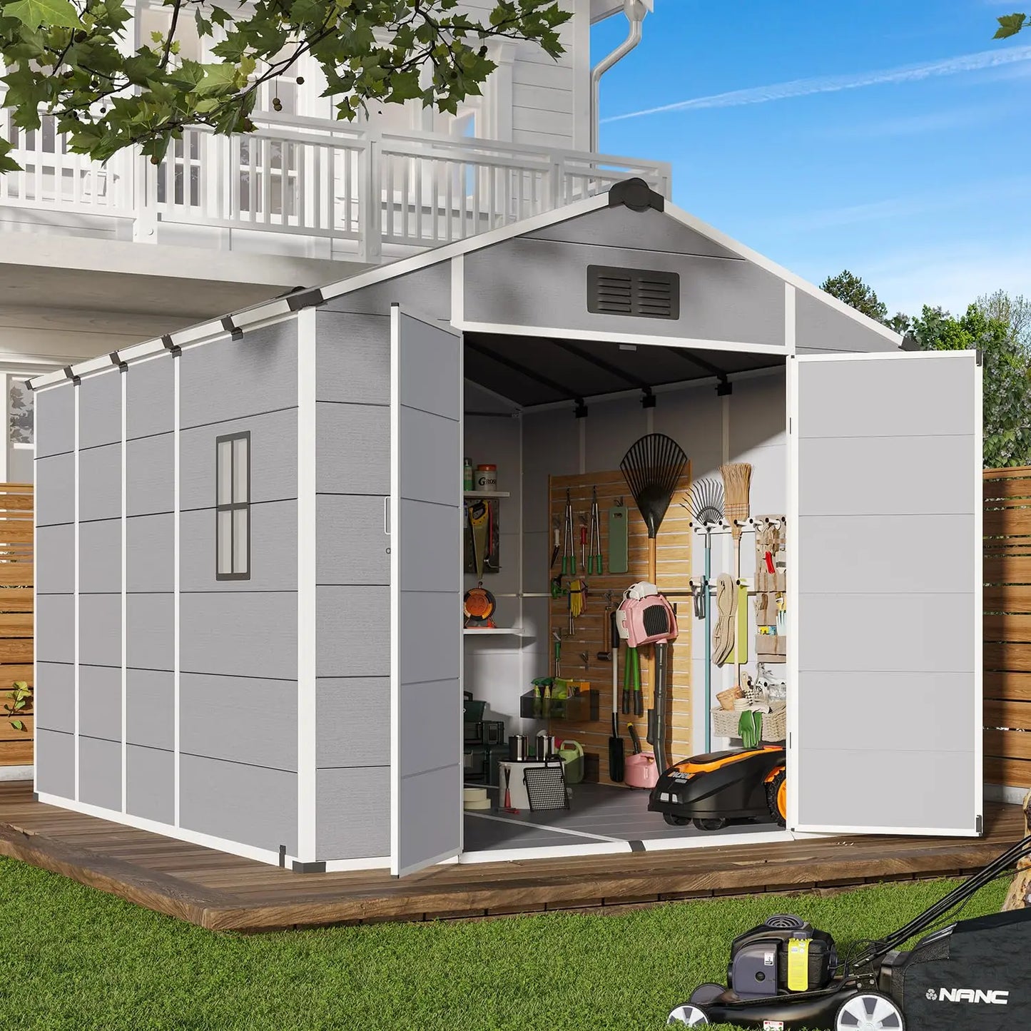 All Weather Resin Garden Shed With Floor And Lockable Doors