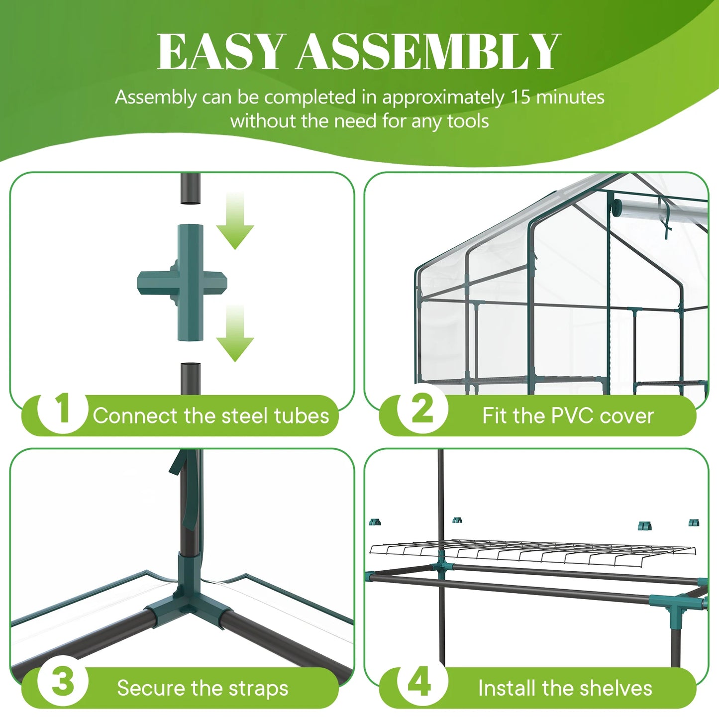 Walk-In Greenhouse With Shelves For Indoor And Outdoor Gardening