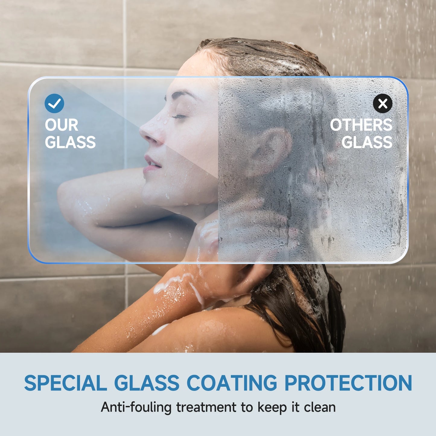 ShKl Aluminum Frame Double Sliding Tub Shower Door 6mm Glass