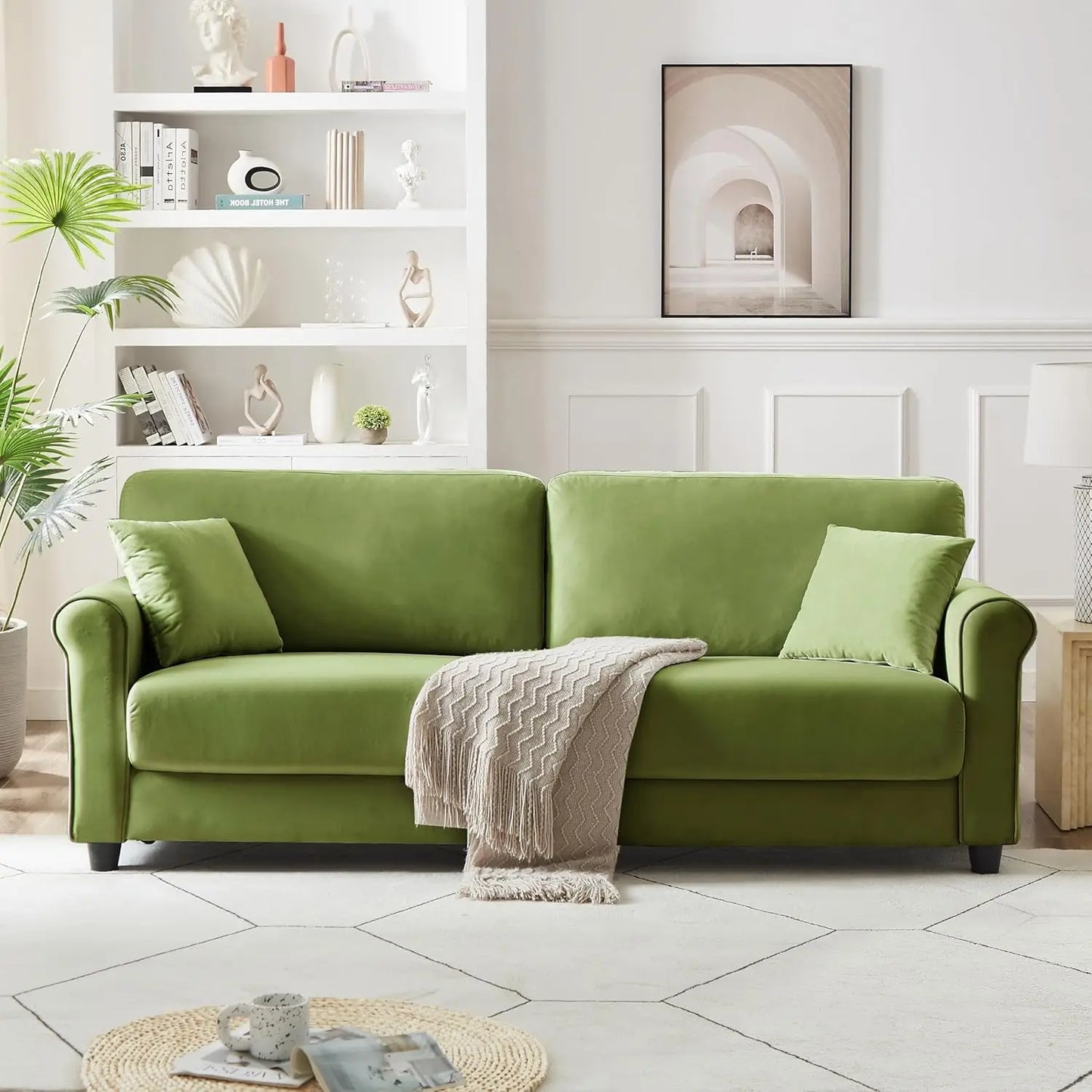 Xiaolang Modern Velvet L Shaped Loveseat Sofa for Living Room