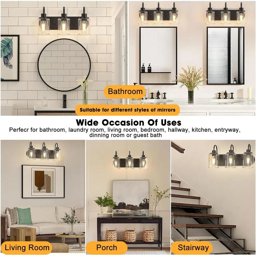 Farmhouse Vanity Light With Clear Glass Shade Wall Sconce