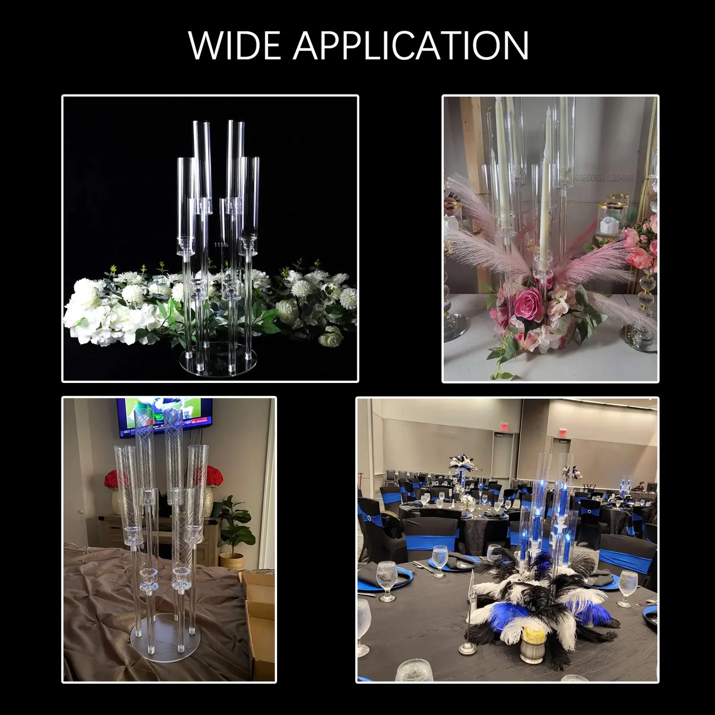 VINCIGANTCandle 10pc 6 Arm Acrylic Candelabras Taper Candle Holders Wedding