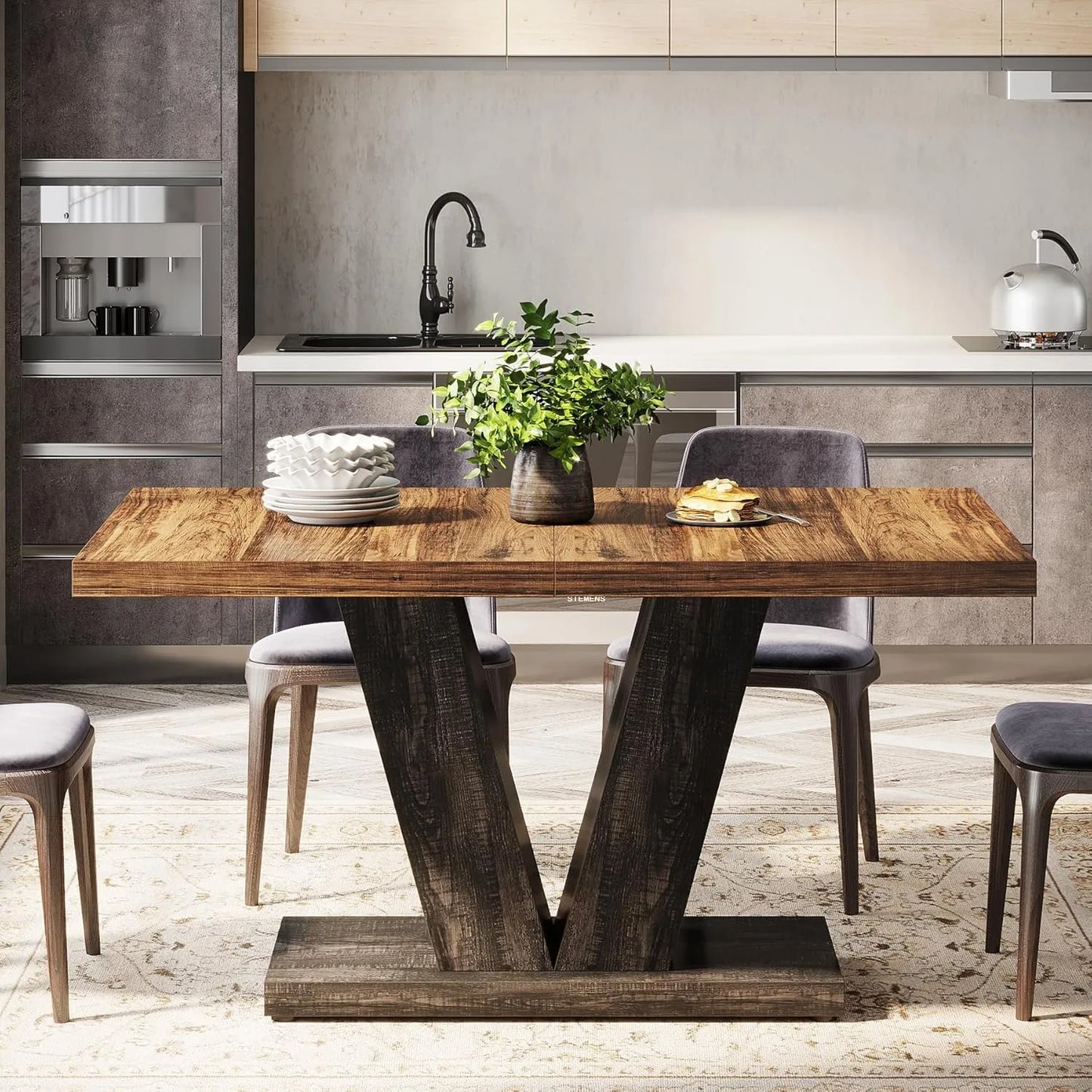 Little Tree Farmhouse Dining Table For Four With Pedestal