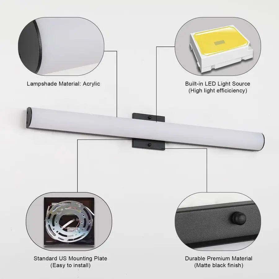 LED Dimmable Vanity Light Bar 24W Wall Mount Fixture Bathroom