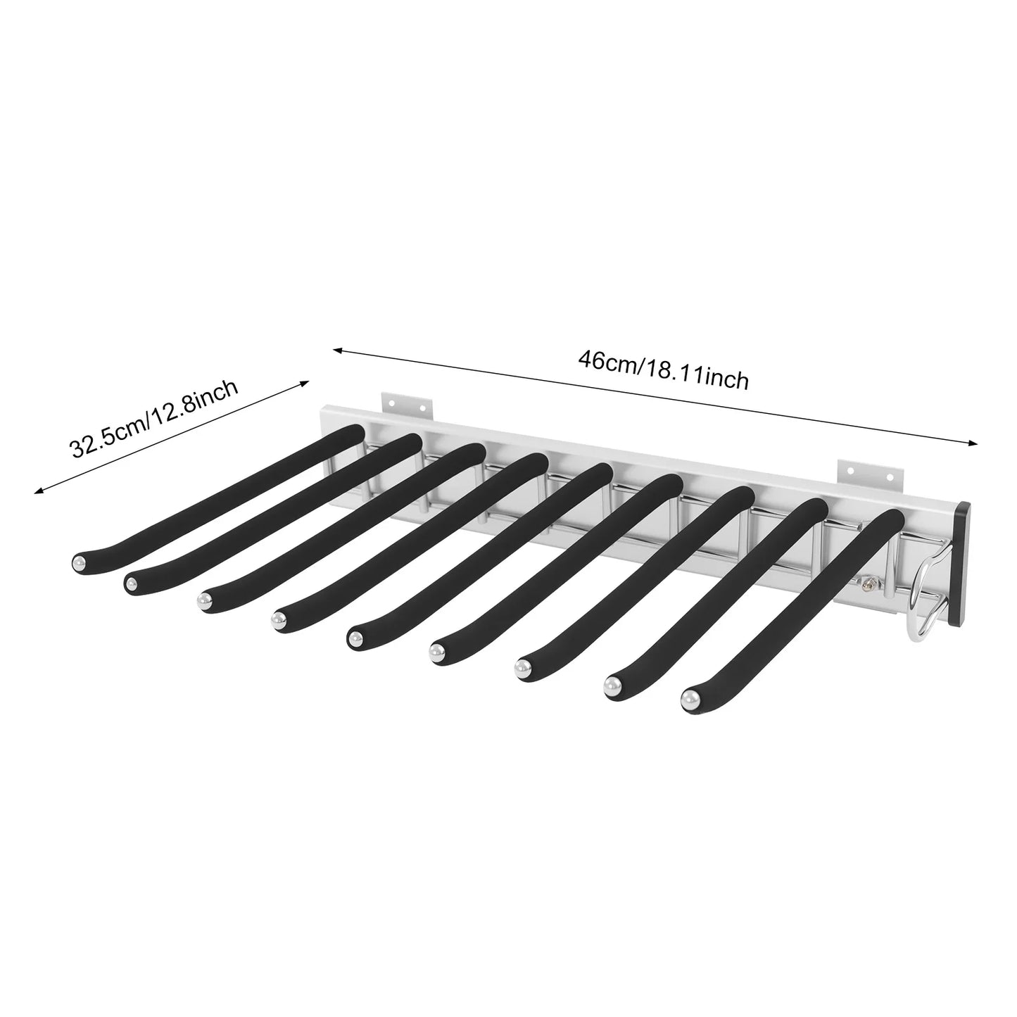 Nine Rod Wall Mount Pants Rack Silent Push Pull Slide