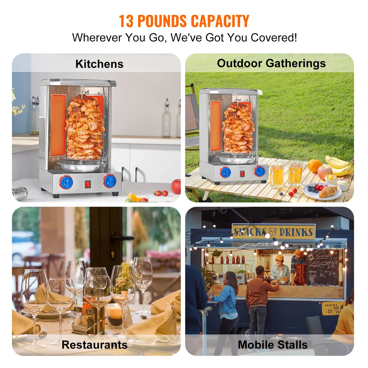 SucceBuy Gas Vertical Shawarma Grill Gyro Rotisserie Cooker