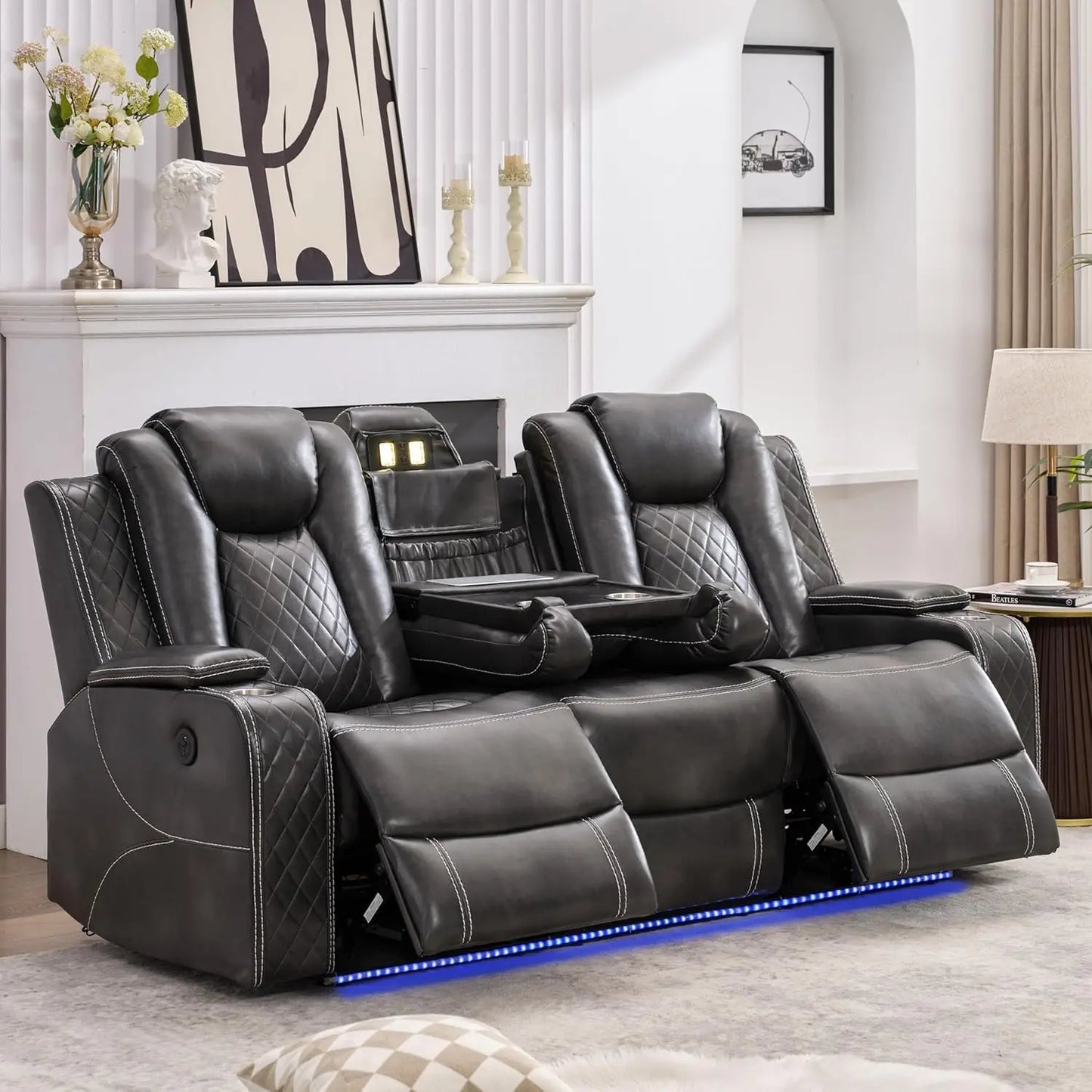 Todrani Power Reclining Sofa With Wireless Charger And USB Port