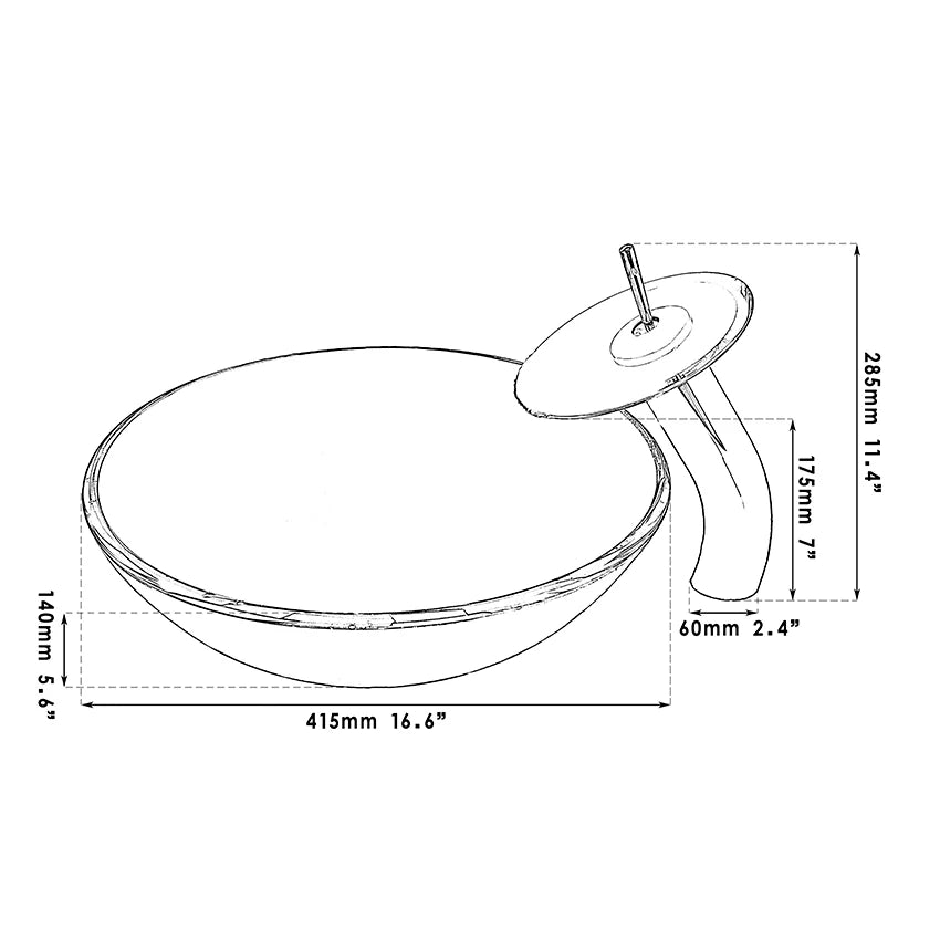 MEKKHALA Tempered Glass Bathroom Basin Sink Faucet Combo Vessel Set