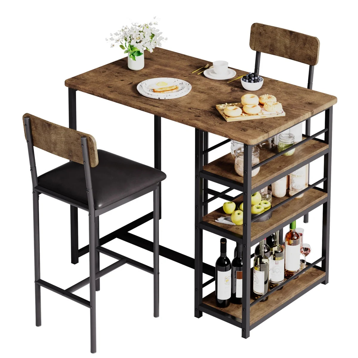 HiMISS 2 Person Dining Table Set Bar Table And Chairs