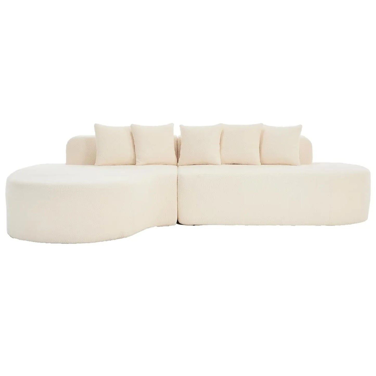 L Shaped Sectional Sofa Living Room Curved Modular Memory Foam 5 Pillows