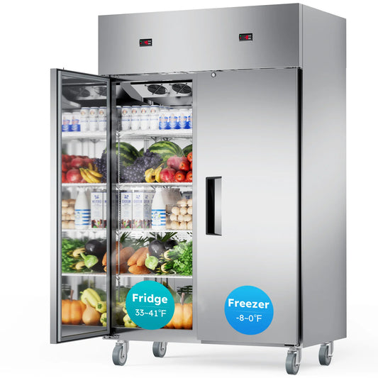 SHICUO Commercial Refrigerator Freezer Combo Two Temperature Zones