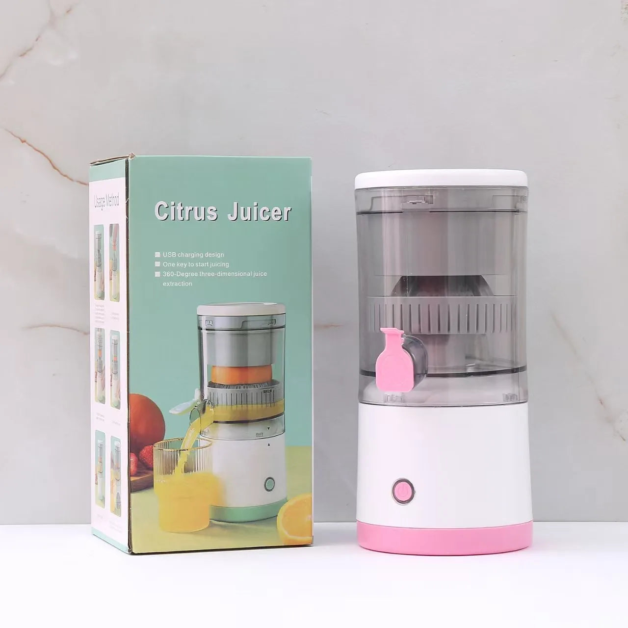 Portable Electric Juicer Rechargeable Citrus Press USB Charging Squeezer