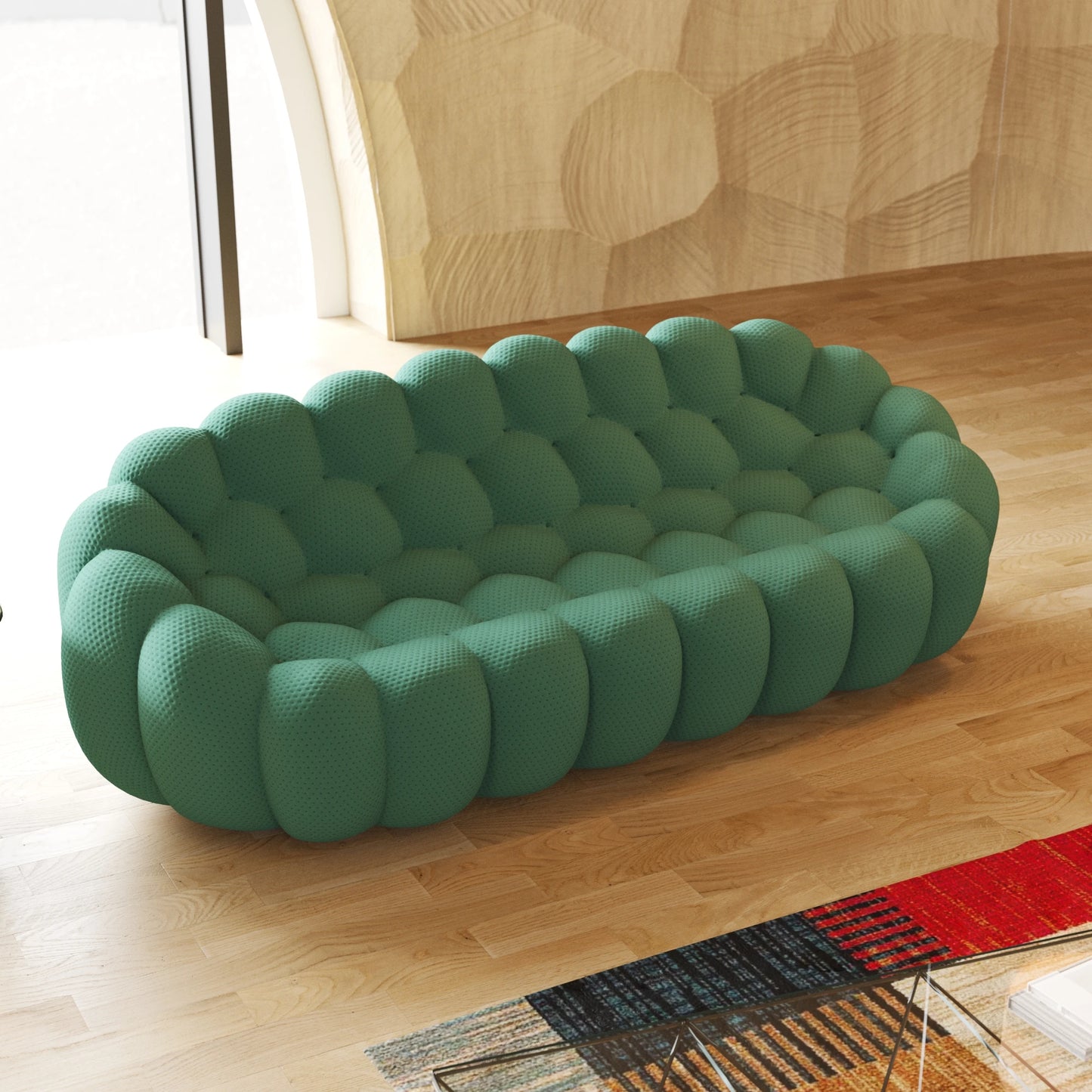 Sdorens Comfortable Curved Couch Honeycomb Mesh Fabric Bean Bag Sofa