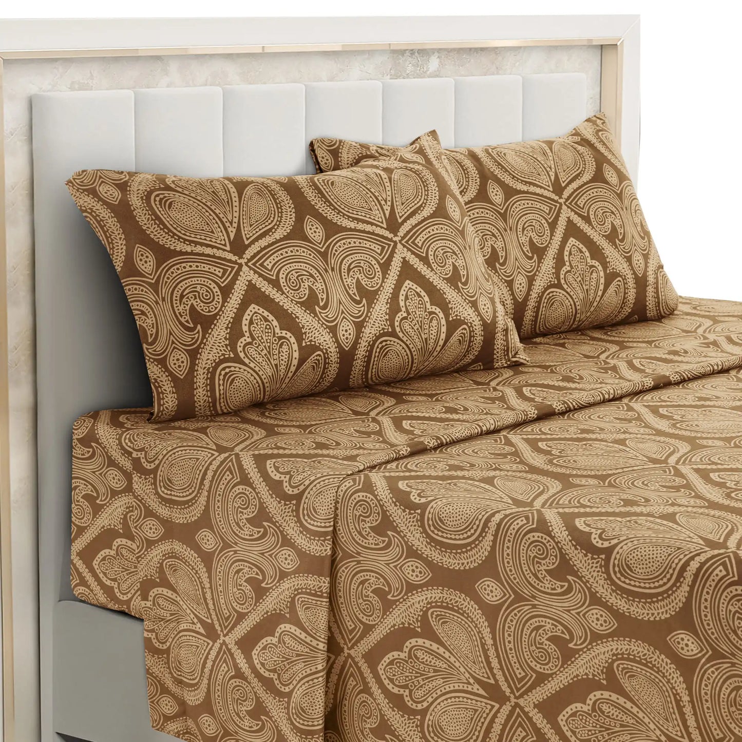 LDC Lux Decor Paisley Microfiber Bed Sheet Set Wrinkle Resistant