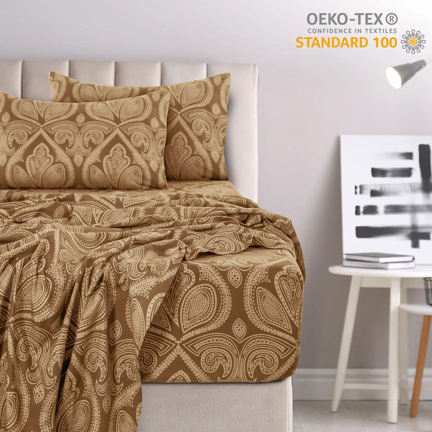 LDC Lux Decor Paisley Microfiber Bed Sheet Set Wrinkle Resistant