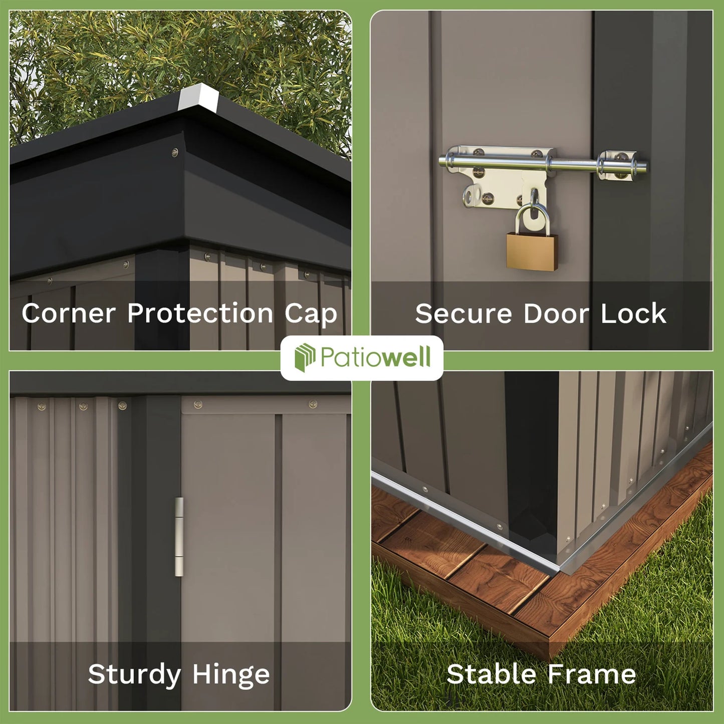Patiowell 5x3 FT Outdoor Storage Shed, Tool Shed with Sloping Roof and Lockable Door, Metal Shed for Backyard Garden Patio Lawn
