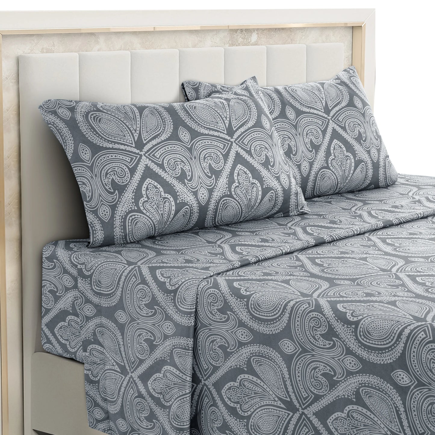 LDC Lux Decor Paisley Microfiber Bed Sheet Set Wrinkle Resistant