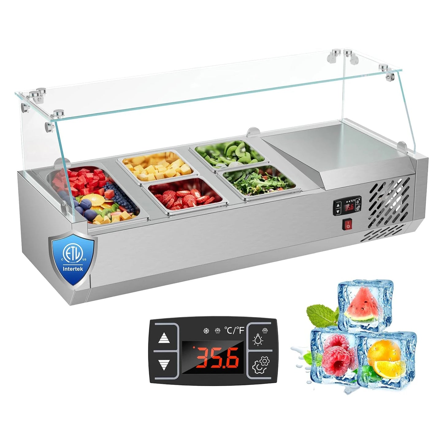 SHICUO ETL Certified Salad Bar Prep Table 304 Stainless Steel