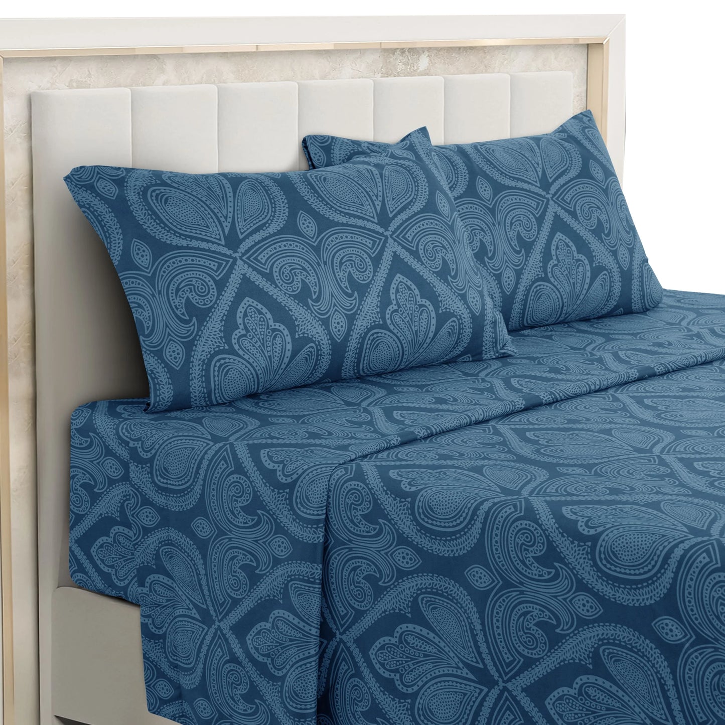 LDC Lux Decor Paisley Microfiber Bed Sheet Set Wrinkle Resistant