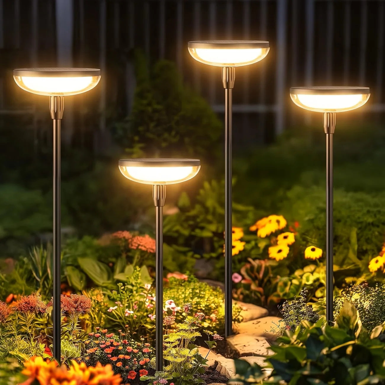 Solar Powered Pathway Lights Outdoor Garden Swaying Light IP65 Waterproof for Planter Flowers Landscape Lighting Decoration Warm